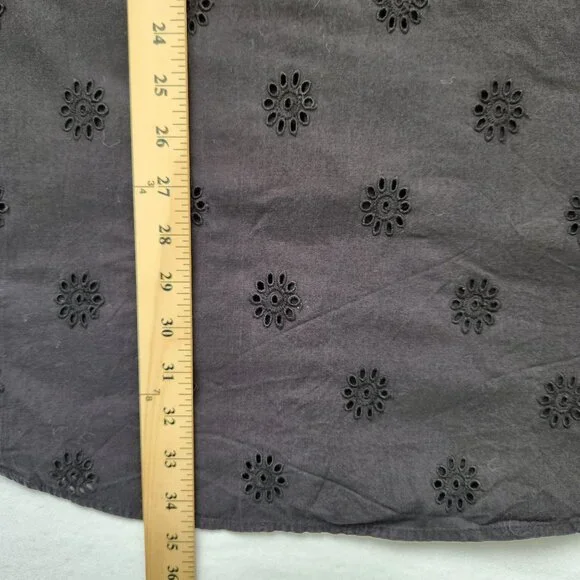 Vineyard Vines Black Sleeveless Eyelet Cotton Shirt Dress Feminine Preppy Cute - Picture 11 of 11